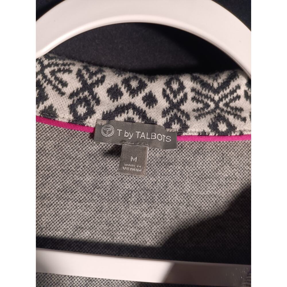 T by Talbots Fair Isle Quarter Zip Women Medium Kangaroo Pocket Sweater - Picture 3 of 6